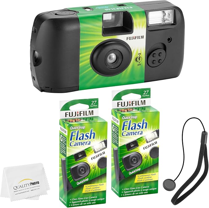 Fujifilm QuickSnap Flash 400 Disposable 35mm Camera + Hand Strap + Quality