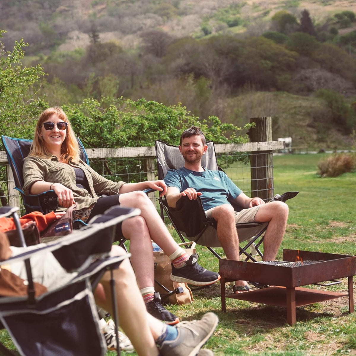 SUNNYFEEL Oversized Rocking Camping Chair - Fully Padded High Back Recliner with Side Pocket | 500 LBS Capacity
