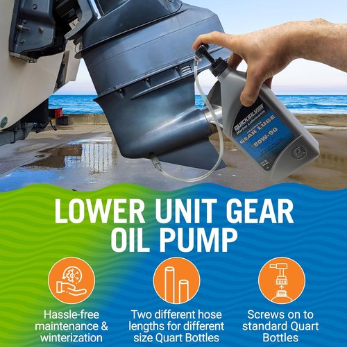 Lower Unit Gear Oil Pump - Quart Bottle Lube Transfer for Marine Transmission Fluid & Rear Differential Service