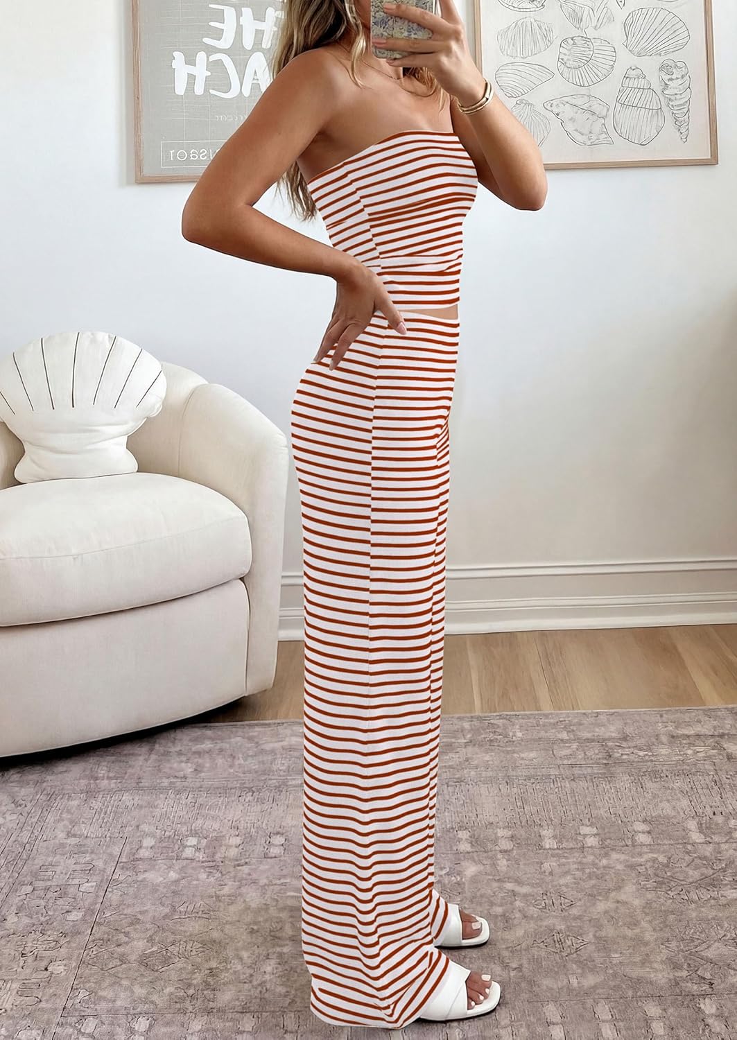 PrettyGarden Two-Piece Striped Set - Stylish Summer Travel Outfit for Women | Y2K Loungewear