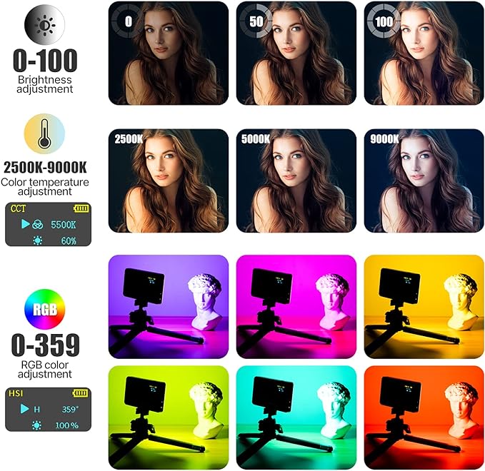 VIJIM VL120 RGB Video Light, Portable LED Camera Light Panel 0-360 Full Color