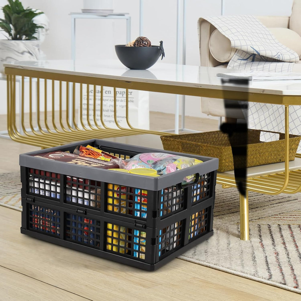 Foldable Storage Crates, 3-Pack Collapsible Plastic Utility Crate