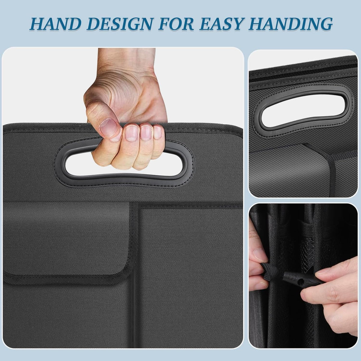Trunk Organizer, Collapsible Waterproof Multi-Compartment Trunk Organizer for SUVs & Sedans, Car Storage with Reinforced Handles, Car Accessories for Women and Men, 52L