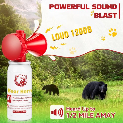 Bear Horn - 120dB Loud Air Horn for Hiking Safety | Scares Bears & Wild Animals Up to 1/2 Mile