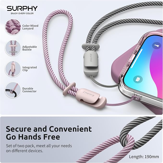 SURPHY 2 Pack Phone Lanyard for Cellphone Case, Phone Wrist Strap for Case