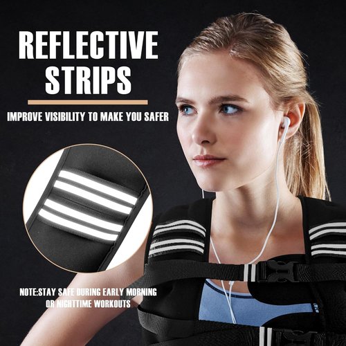 NATURELUX Weighted Vest for Men & Women - Adjustable 5-30lbs with Reflective Stripe | Ideal for Strength Training & Running
