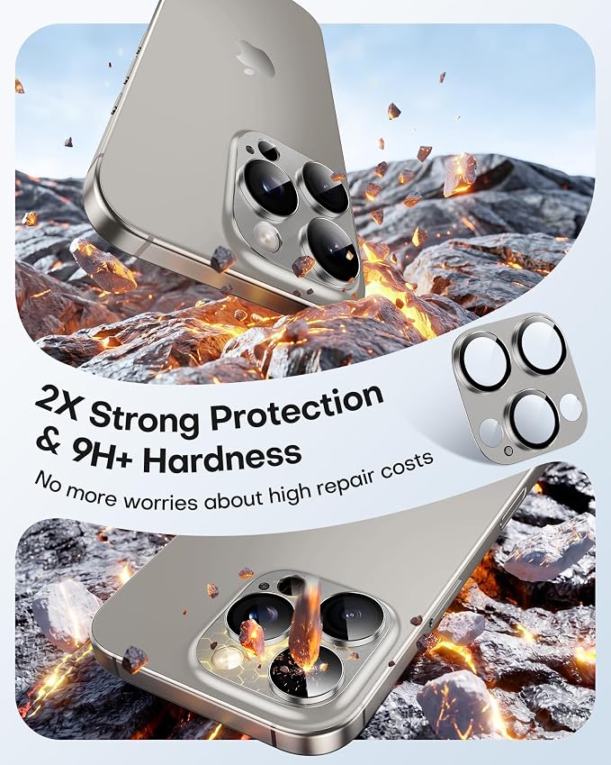 TAURI 2 Pack for iPhone 16 Pro Max/16 Pro Camera Lens Protector, Full Coverage