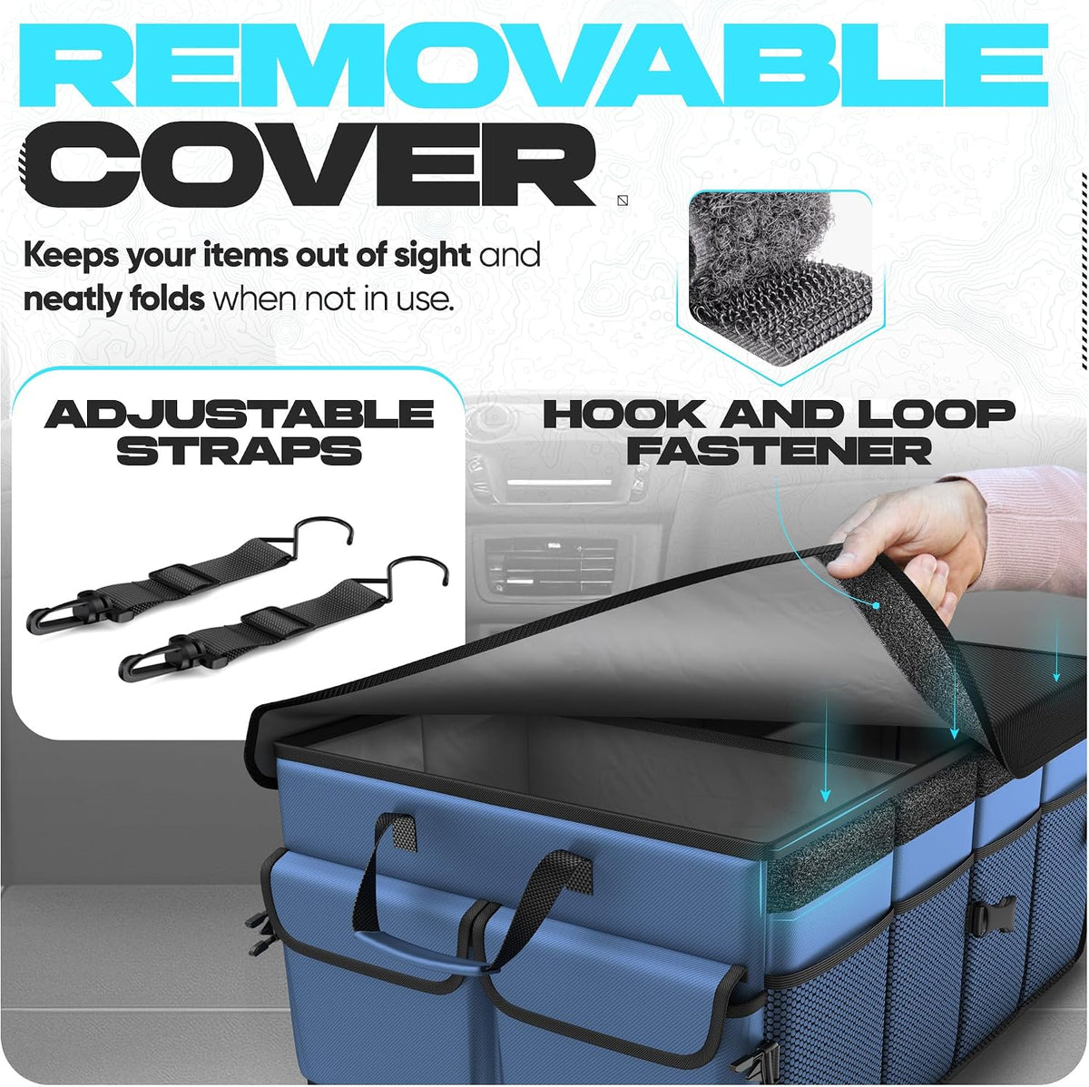 FORTEM Trunk Organizer - Foldable Car Organizer & Storage for SUVs & Trucks