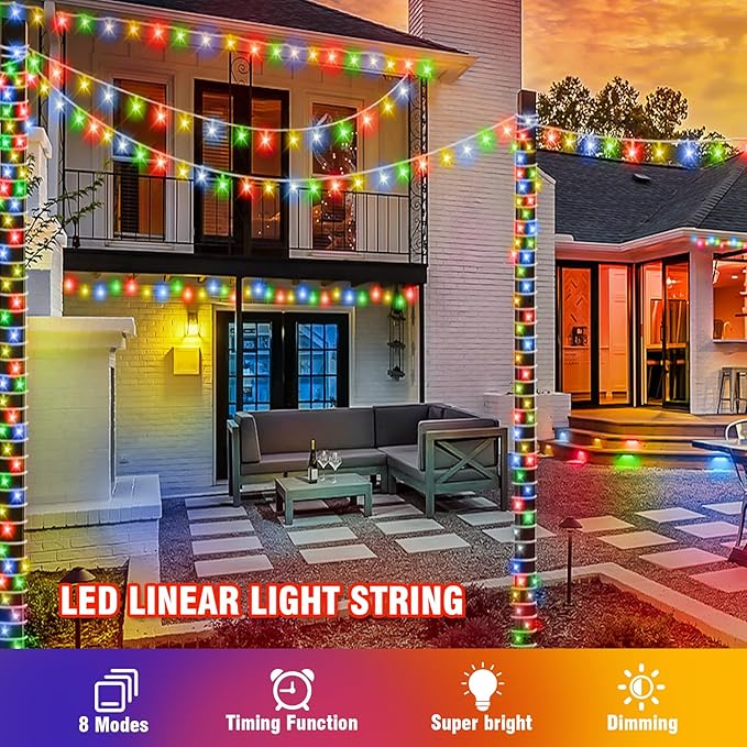 210 LED 4-Color Outdoor Easter String Lights, Seasonal Fairy Lights with 8 Modes, Waterproof Indoor Outside Decoration Lighting for Christmas, Parties, Wedding, Patio, New Year(70FT)