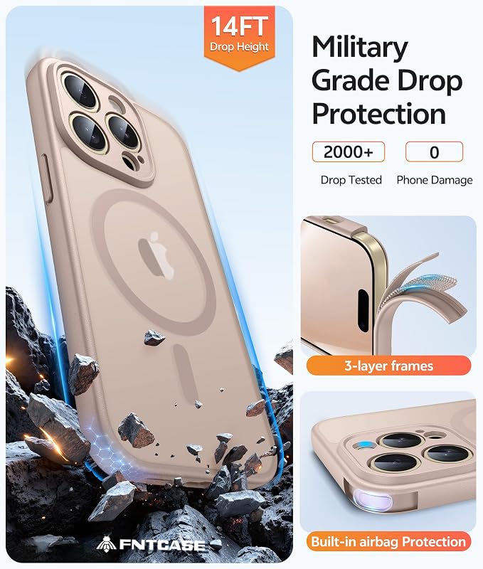 FNTCASE for iPhone 14 Pro Case: Translucent Matte Cases