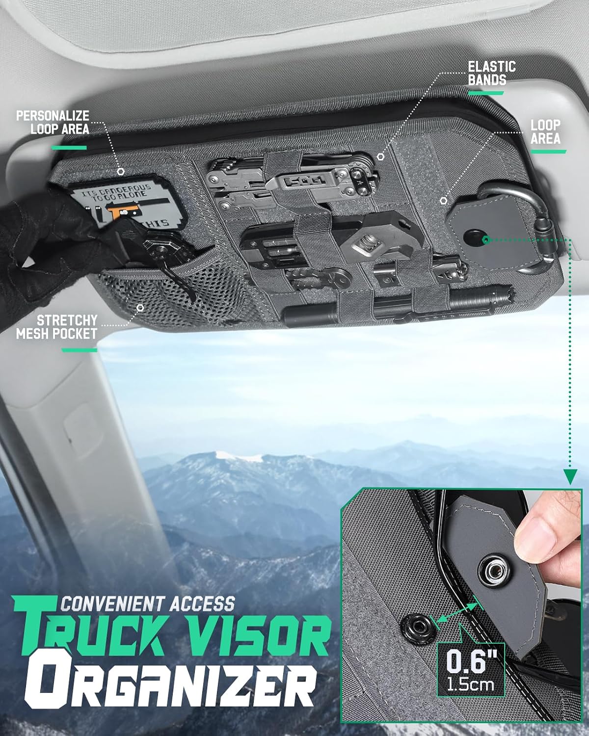 LIVANS Tactical Car Sun Visor Organizer, Fit Cars Trucks SUV Jeeps Patrols
