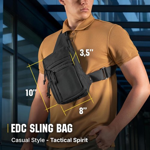 M-Tac CCW Sling Bag EDC Bundle - Tactical Crossbody Concealed Carry Chest Pack with Grip Zipper Pulls (3-Pack)