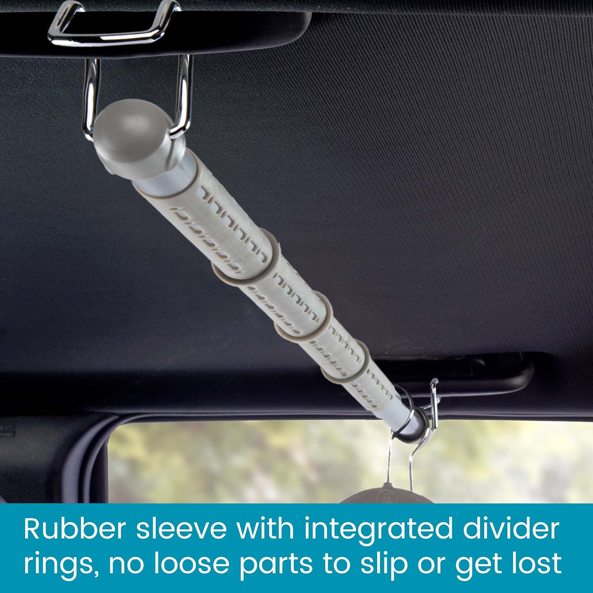 High Road Car Clothes Hanger Bar - Carbon Steel No Assembly Clothes Rod for Car, Truck or Van With Solid Metal Hooks - Fully Assembled Expandable Clothing Bar Slides from 32 To 62" Long