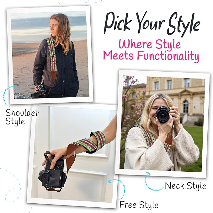 Art Tribute Camera Strap For Photographers Padded Universal Fit Neck Shoulder &