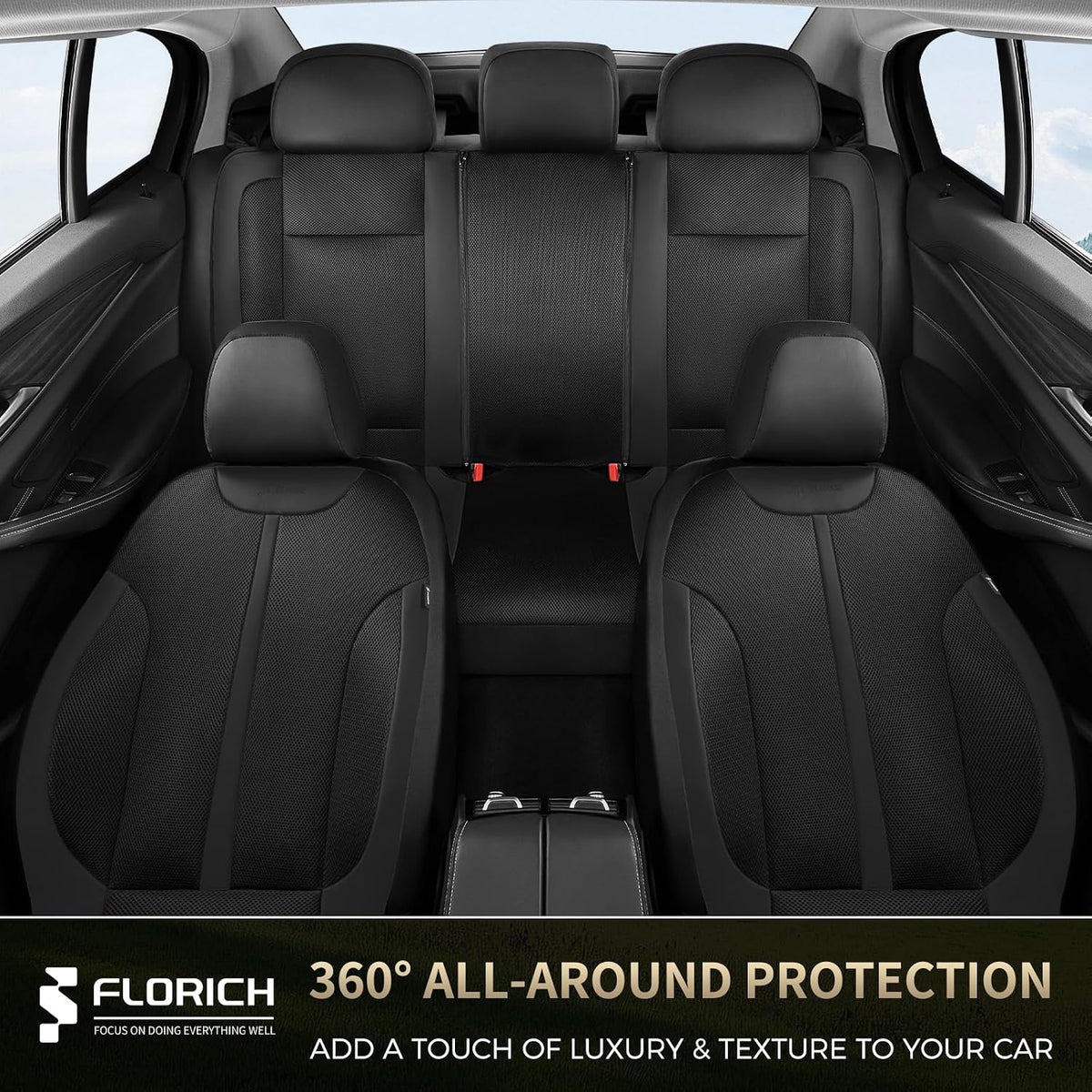 Seat Covers, Car Seat Covers Front Seat, Black Seat Covers for Cars 2 Seats, Breathable Car Seat Protector, Front Car Seat Cushion, Automotive Seat Covers Universal Fit for Most Cars SUV Trucks