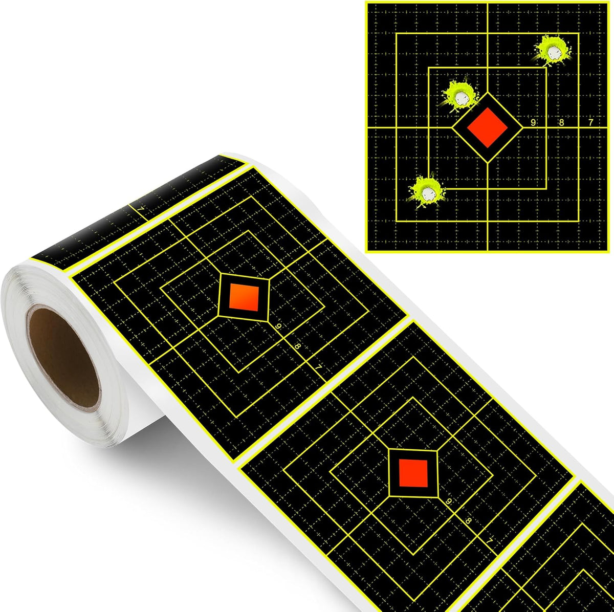 Skiennix Shooting Targets - 100 Pcs Self-Adhesive Splatter Stickers with Fluorescent Yellow Impact Feedback