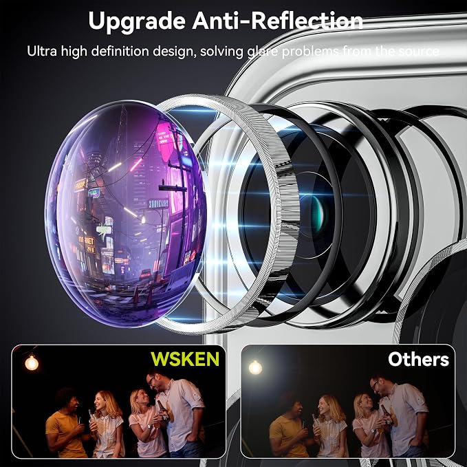 WSKEN for iPhone 15 Pro/iPhone 15 Pro Max Camera Lens Protector, Shatterproof