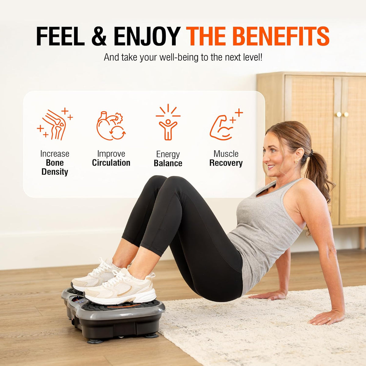 Powerfit Vibration Plate Exercise Machine - Full Body Vibration Platform for Weight Loss & Lymphatic Drainage
