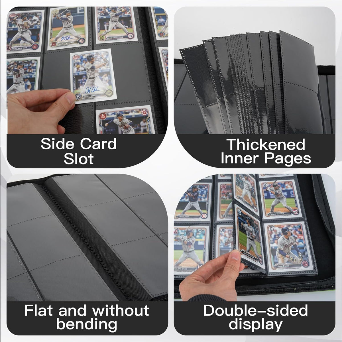 Skiennix Premium Card Binder - 12 Pocket Album for 720 Trading Cards | Durable PU Zipper, Black