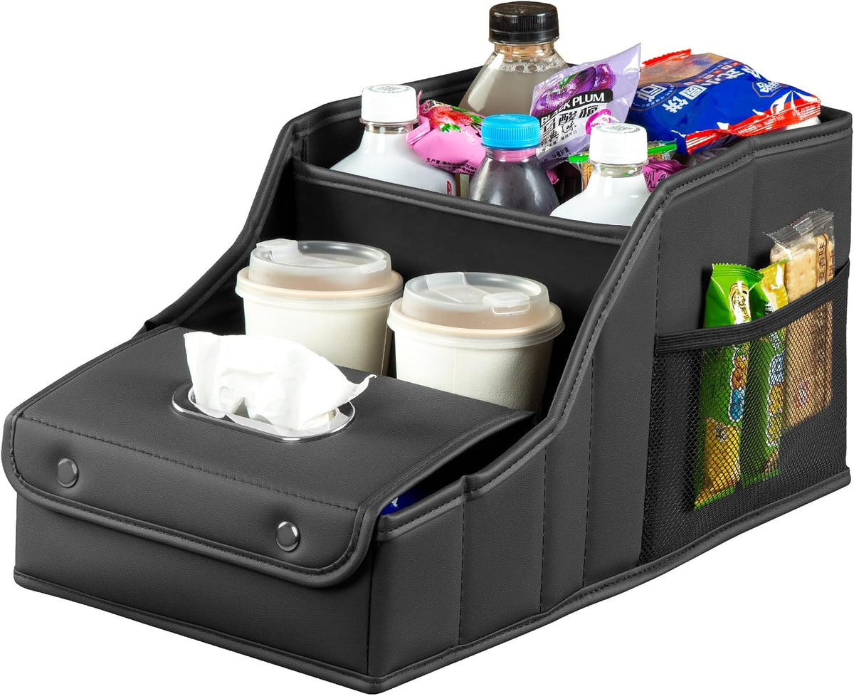 Car Seat Organizer Passenger Storage for Travel Kids Accessories | Collapsible Storages Compartments Mesh Pockets Car Caddy Basket for Front Back Seat Floor Trunk Organizers Kleenex Holder