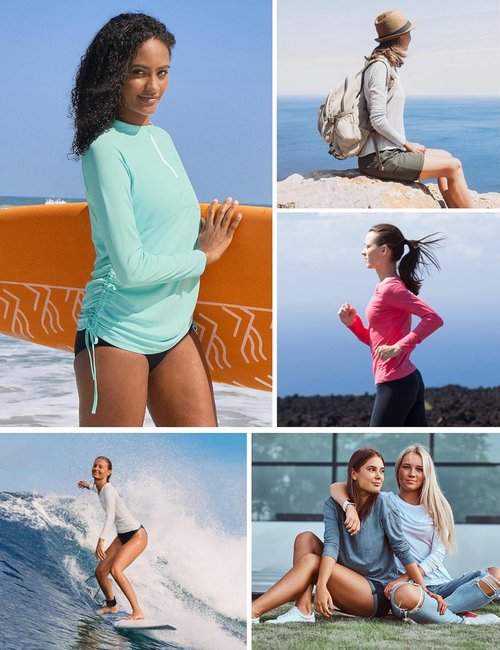 Ewedoos Rash Guard for Women - UPF 50+ Sun Protection Long Sleeve Swim Shirt | SPF UV Clothing