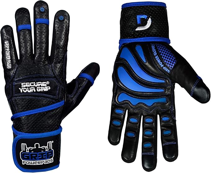 Elite Leather Gym Gloves with Built in 2" Wide Wrist Wraps Grip & Design for Weightlifting Power Lifting Bodybuilding & Strength Training Workout Exercises