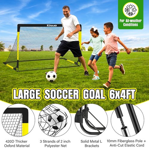 Kids Soccer Goal Set by [Brand Name] - 2 Durable 6x4 ft Goals for Backyard Training | Perfect for Ages 3-12