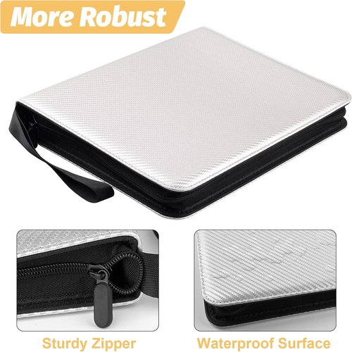 GERMUN 9 Pocket Card Binder - Premium Zip Trading Card Album for MTG, TCG & Sports Cards | Silver, 720 Double-Sided Pockets
