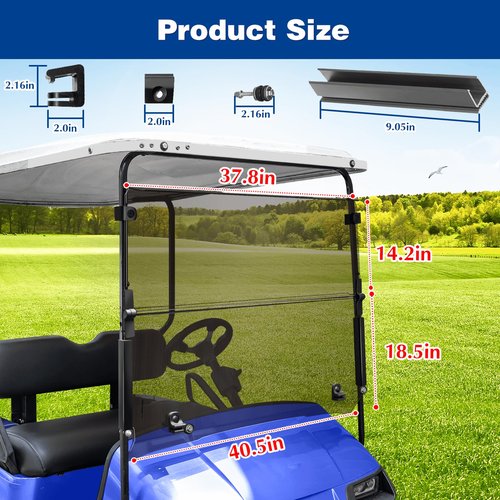 NOKINS Golf Cart Windshield Compatible With EZGO TXT(1995-2013) & PDS & DCS Gas & Electric model Golf Cart Folding Style Windshield Tinted