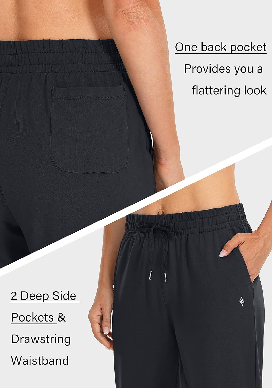 SANTINY Women's Cotton Sweatpants - Casual Yoga Lounge Pants with Pockets | Open Bottom Design