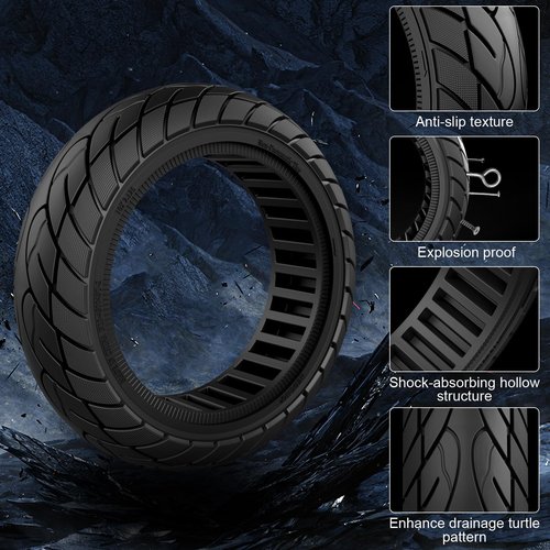 Cooryda 10x2.125 Scooter Tire, 10 inch Solid Rubber Tires Tubeless Front or Rear Replacement 10x2.125 Solid Electric Scooter Tire for Gotrax G4 Xr V2 Ninebot F25 F65 Hiboy S2 Pro 2pc Black