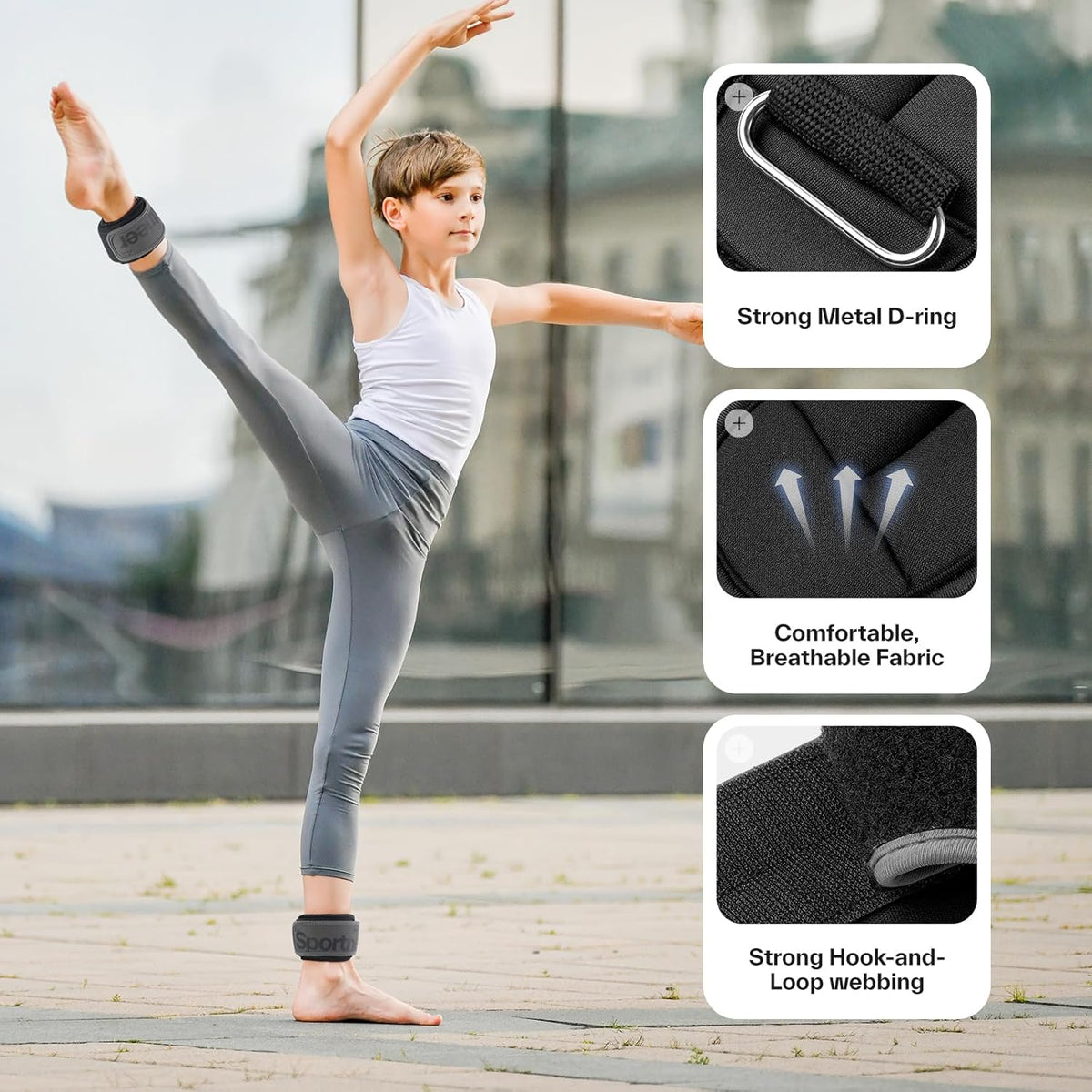 Sportneer Ankle Weights - Adjustable 0.5/1/2/3/5 LBS for Men, Women & Kids | Perfect for Fitness Workouts