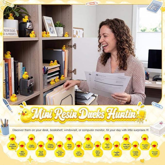 Skylety 32 Pcs Funny Office Supplies Mini Resin Ducks