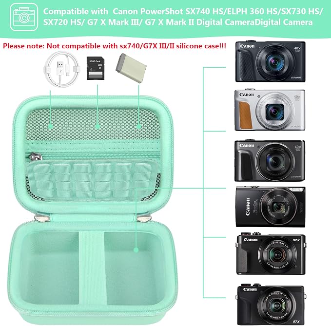 Hard Carrying Case for Canon PowerShot SX740 HS/ELPH 360 HS/ SX730 HS/ SX720