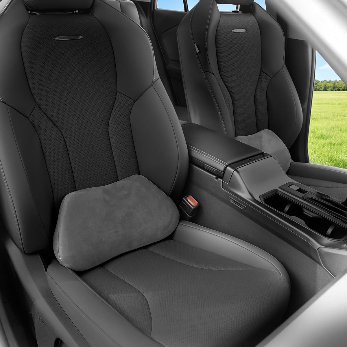 Lumbar Support Pillow for Car Lower Back Cushion, Black, 2 Packs