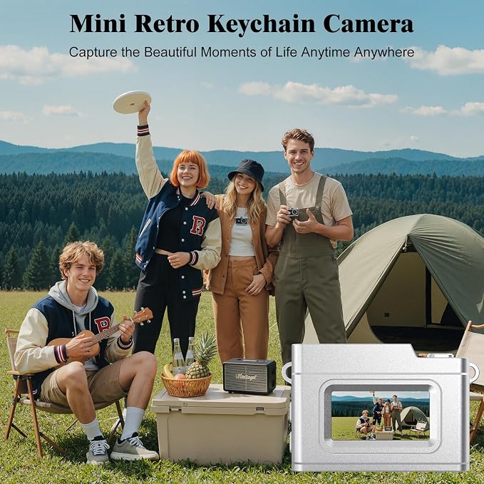 Mini Keychain Camera, Retro 1080P Pocket Camera 32GB Card Ultra-Portable Tiny