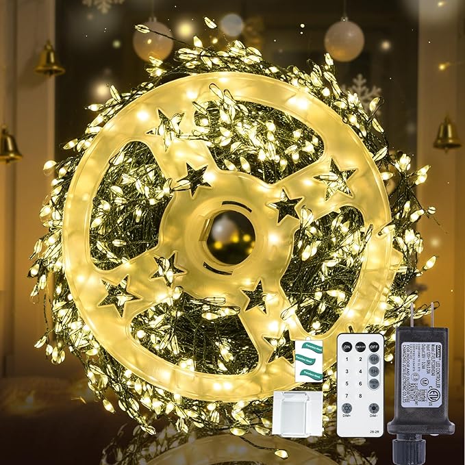 Dailyart Fairy Lights Plug in, 1000 Led Fairy Lights with Remote 75Ft Warm Light with Timer Long Twinkle Light Waterproof String Light for Bedroom Outdoor Indoor Decorative,Green Wire