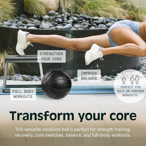 Core Weighted Medicine Ball - Soft Touch Vegan Leather | 4-30 lbs for Strength Training & Balance Workouts