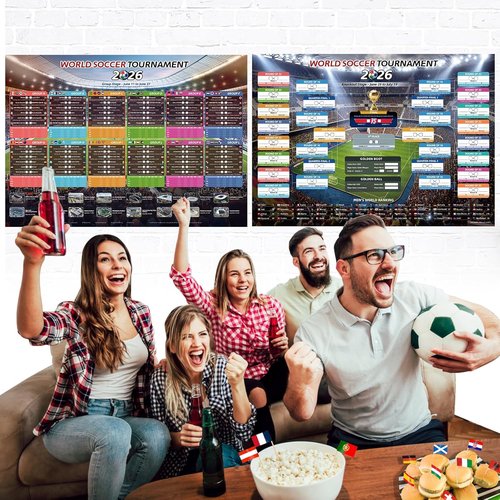 AhfuLife World Cup Schedule Poster 2026 - A2 Size 23.3" x 16.5" | Soccer Tournament Wall Chart Decor