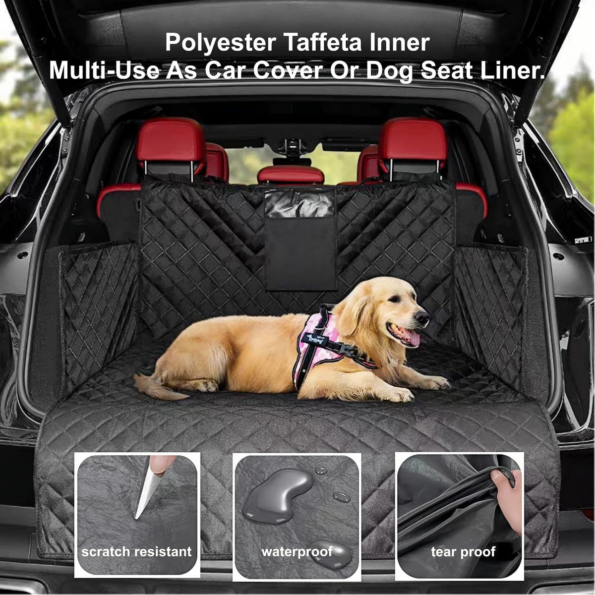Padded Windshield Sun Shade Hood Cover Universal Fit Sedan SUV | Waterproof Windshield, Driver Side Window and Engine Hood Shield, All Weather Vehicle Guard Against UV Rays, Snow, Ice, Hail