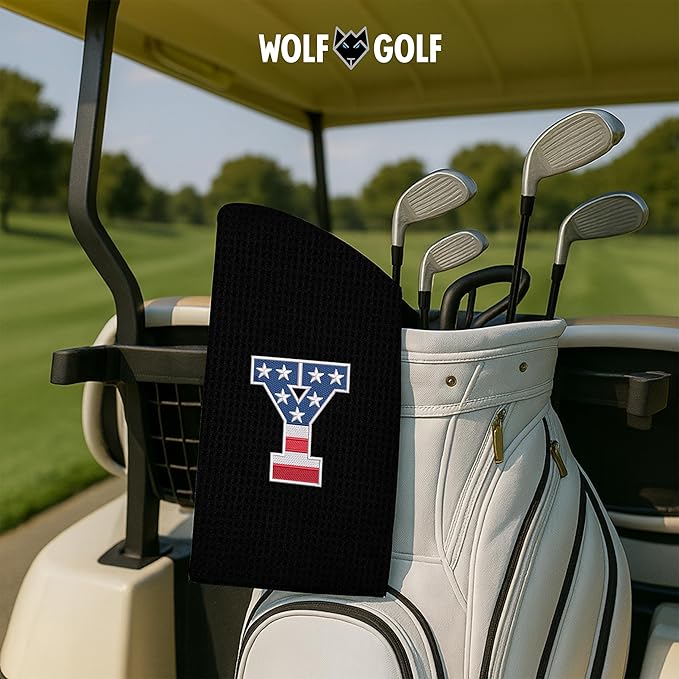 Wolf Golf Towels USA Monogrammed Personalized Golf Towel | Custom Golf Towels for Golf Bags for Men or Women
