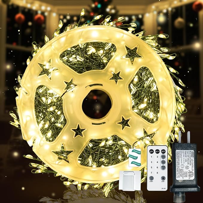 Dailyart Fairy Lights Plug in 500 Led with Remote 42Ft String Light with Timer Waterproof Lights for Bedroom Wreath Party Window Wedding Decoration Warm White Green Wire