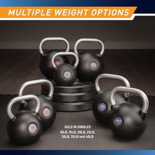 Marcy Kettlebell | Commercial Grade PU Coated Weights 10-40 LB - Textured Steel Handle for Full Body Workouts