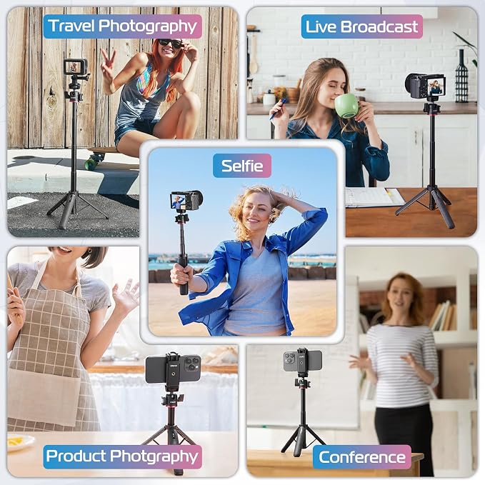 ULANZI MT-73 Extension Pole Tripod, Mini Selfie Stick Tripod Stand Handle Grip