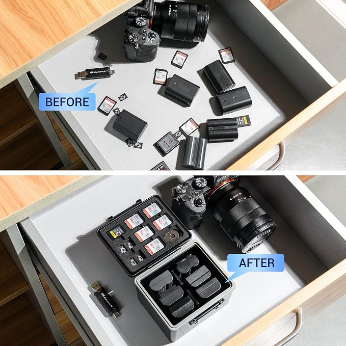 LP-E6 EN-EL15C NP-W235 FZ100 Camera Battery and Memory Card Case