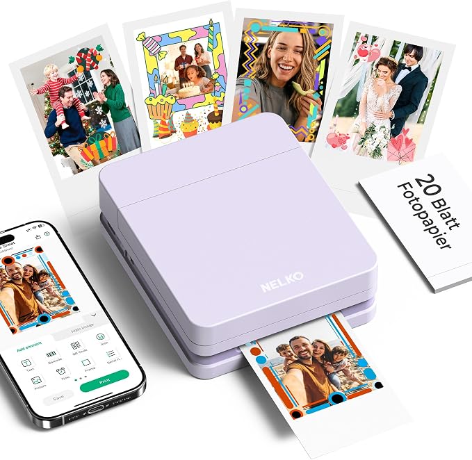 Nelko Photo Printer, 2x3 Portable Wireless Smartphone Printer, PP01 Mini Color