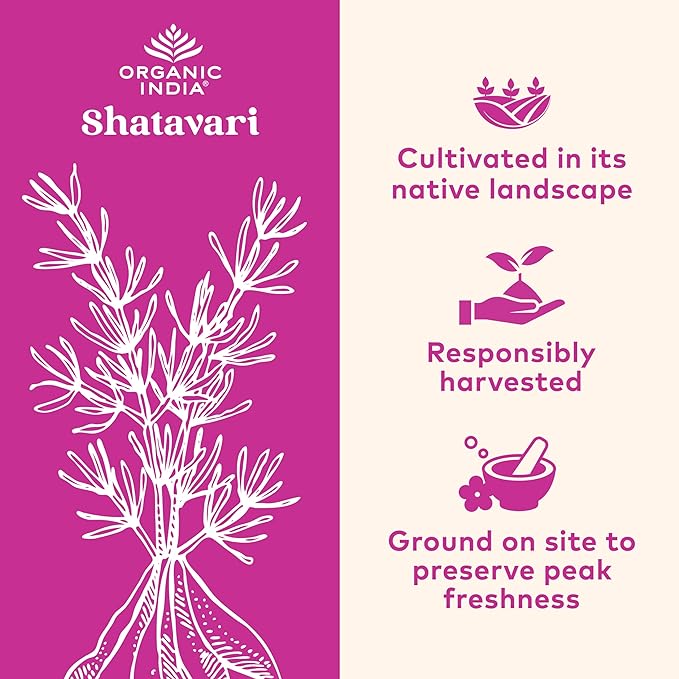 ORGANIC INDIA Shatavari Capsules - Herbal Supplement, Supports Hormonal Balance, Immune System Support, Vegan, Gluten-Free, USDA Organic, Supports Reproductive Health - 90 Capsules