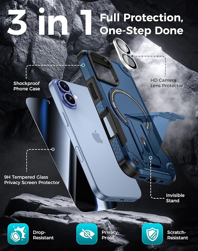 Goton for iPhone 17 Case with Privacy Tempered Glass Screen Protector & Camera
