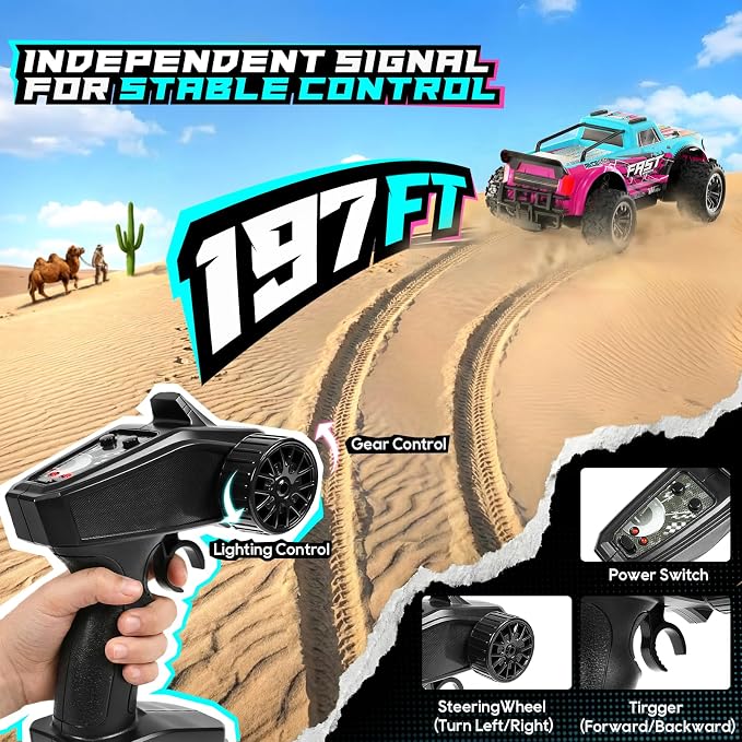 Remote Control Car, 2WD Off-Road RC Cars, 20 KM/H All-Terrain Rc Truck
