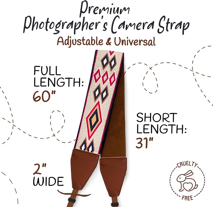 Art Tribute Camera Strap For Photographers Padded Universal Fit Neck Shoulder &